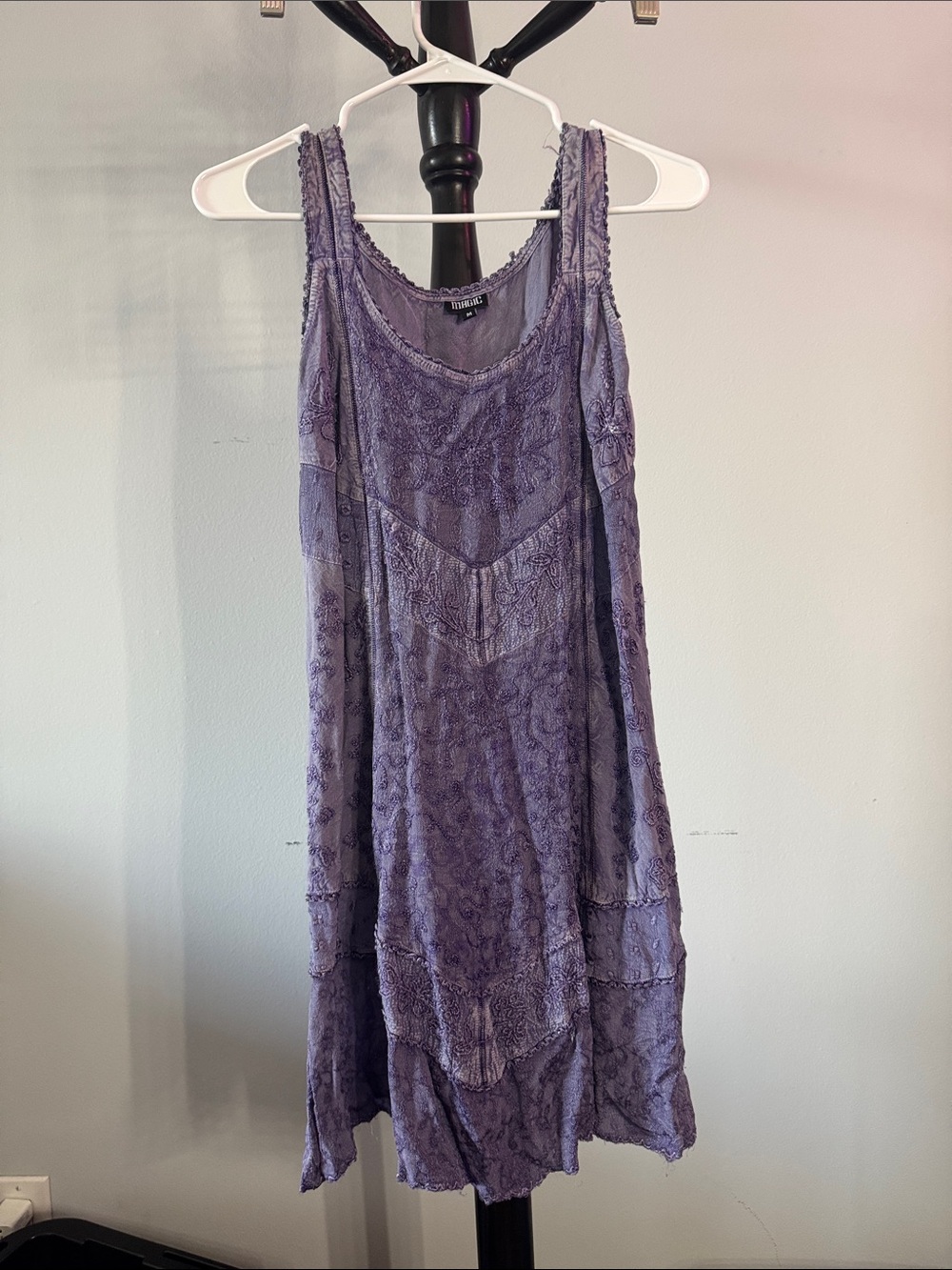 Magic Lavender Crochet-Trim Sleeveless Mini Dress